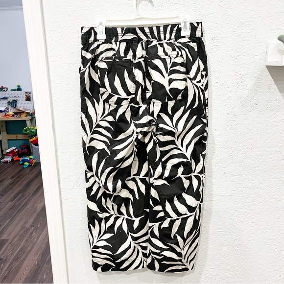 Democracy Pants 6 Black & White Contrast Leaf Print Flowy Resortwear Travel - Picture 4 of 5